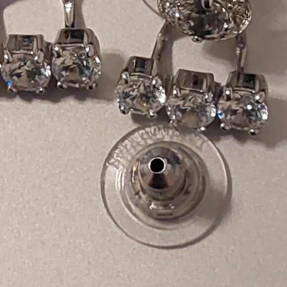 SWAROVSKI SILVER-TONE CRYSTAL EARRING JACKETS W STUD EARRINGS NEW CONDITION 2015 - Picture 9 of 11